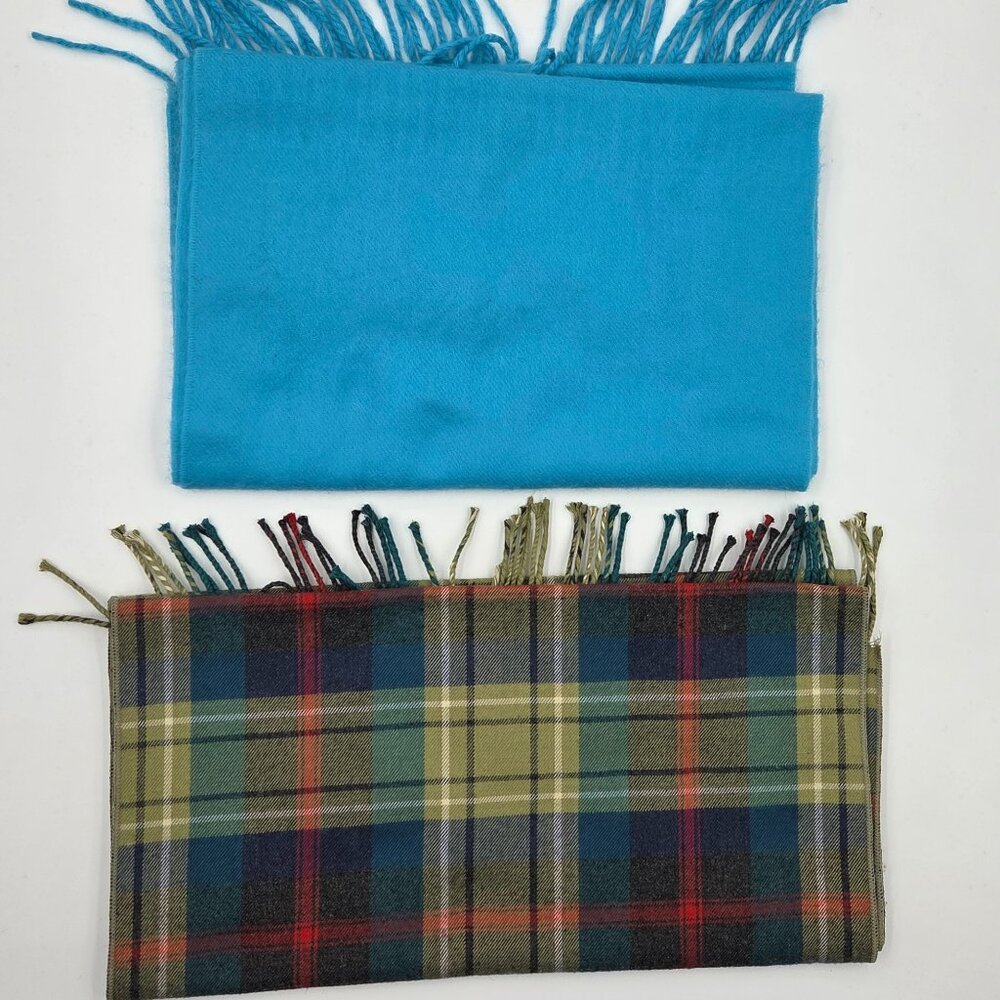 Green and blue plaid long scarf by ENRICO COVERI,